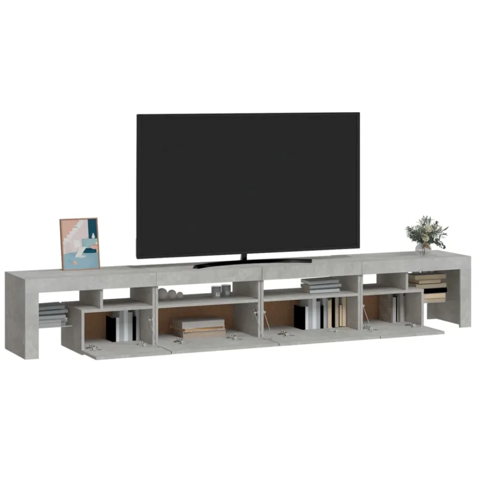vidaXL Tv-meubel met LED-verlichting 260x36,5x40 cm betongrijs