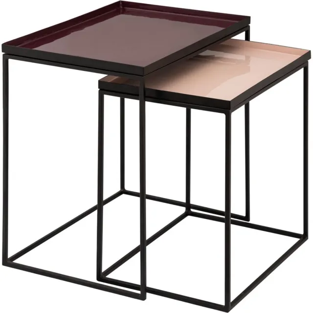 Parya HOME set van 2 bijzettafels 45 H 45 cm decoratieve tafel Zwart