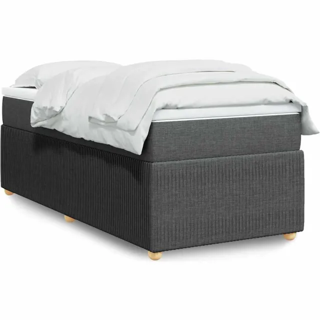 vidaXL Boxspring met matras stof donkergrijs 100x200 cm grijs
