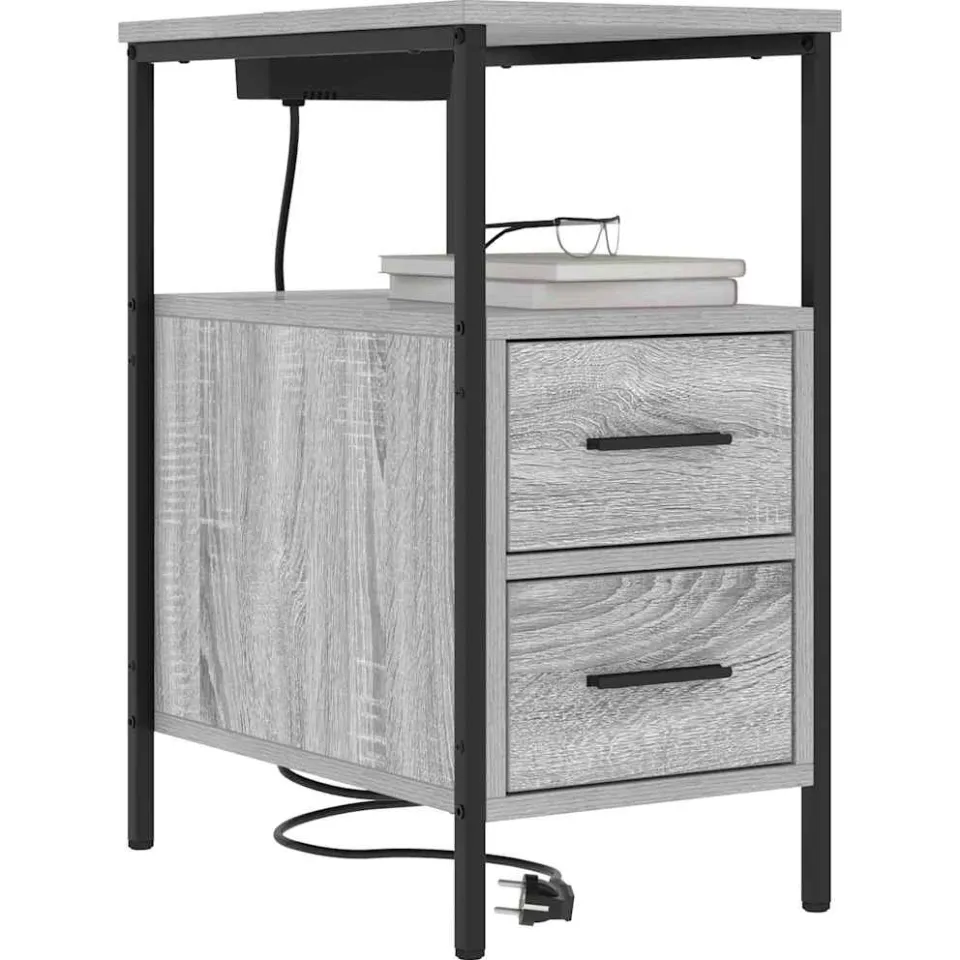 vidaXL Nachtkastje Grijs Sonoma 30 x 48 x 61 cm Bewerkt hout