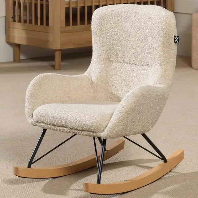 Vipack Kinderschommelstoel Rocky - 66x56x69cm - Beige Boucléstof