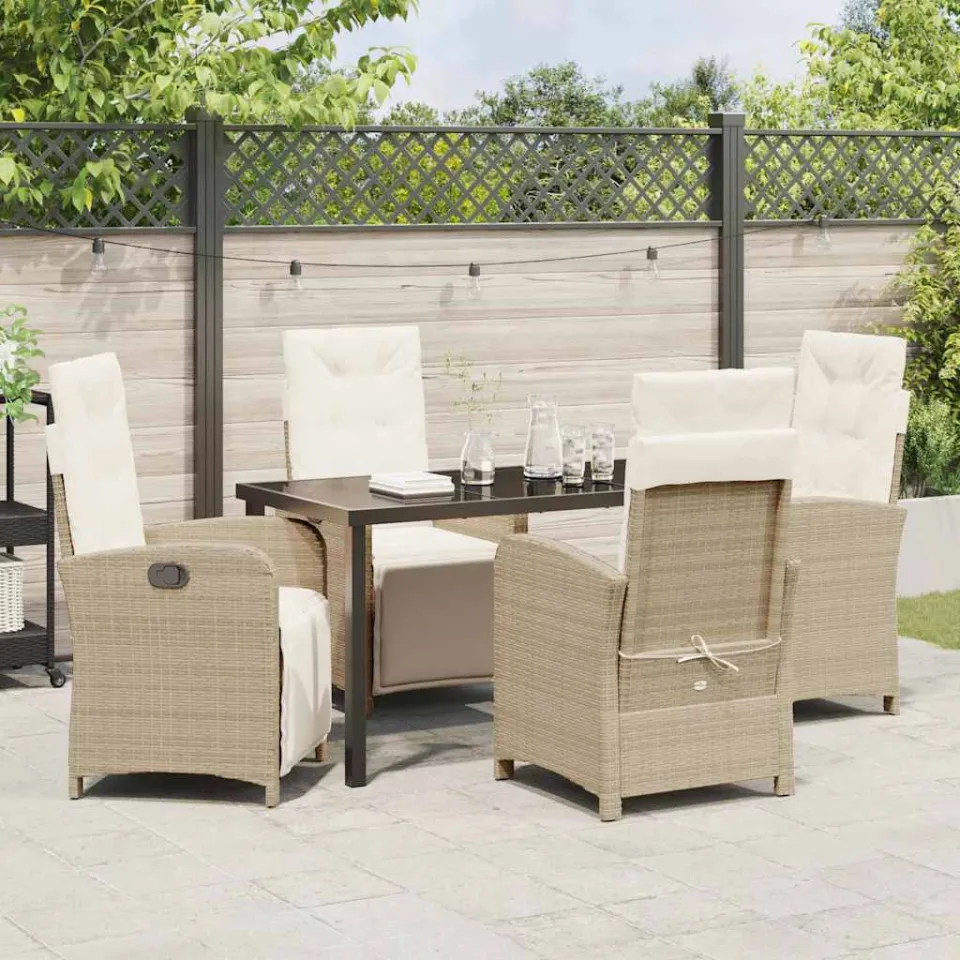 vidaXL Tuin eettafelset 5 st Beige poly rattan, foto 3