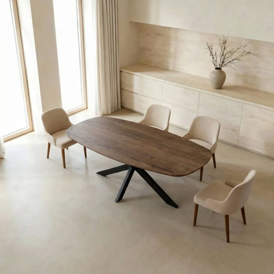 Giga Meubel Eettafel Jaimy - Deens Ovaal Donkerbruin Hout - 160x90x76cm, foto 2