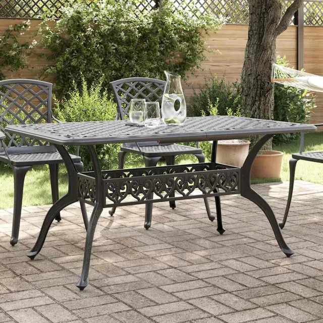 vidaXL Tuintafel 150x90x72 cm gietaluminium zwart, foto 2