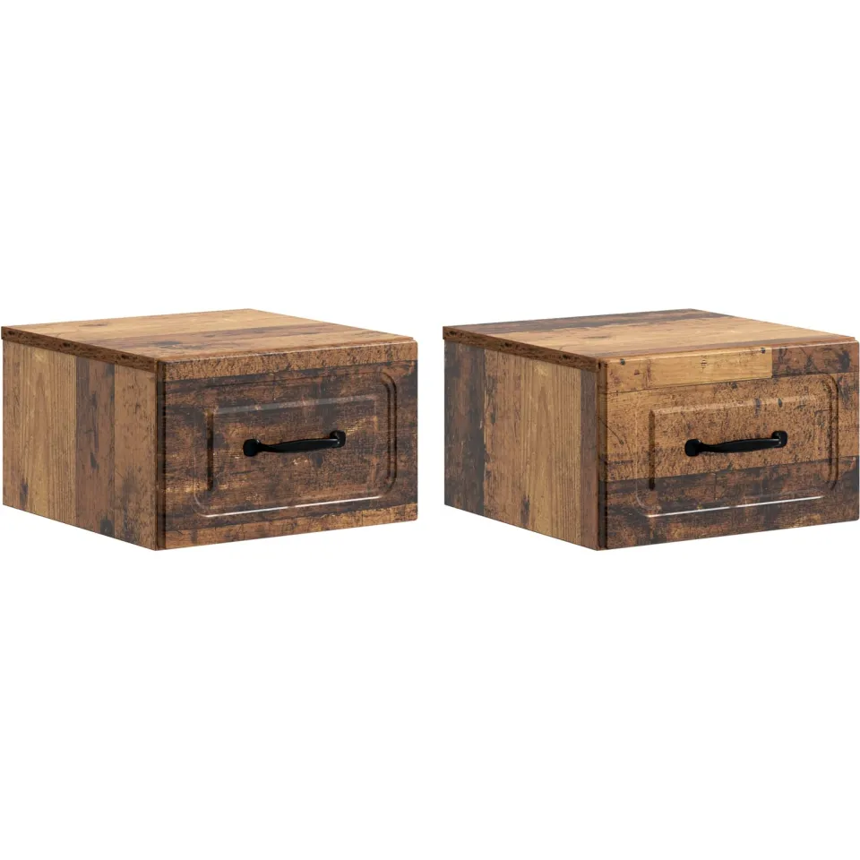 vidaXL Wandbeugel Bedkast 2 st Oud hout 34,5 x 33 x 20 cm Bewerkt hout bruin, foto 3