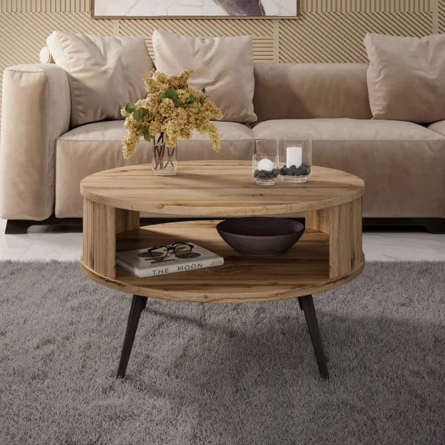MEUBELLA Salontafel Riley - Eiken - 76 cm Bruin