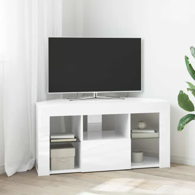 vidaXL Hoek LED TV Kast 100 x 40 x 50 cm Hoogglans Wit Bewerkt hout