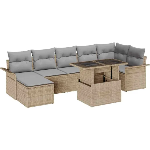 vidaXL Tuin Sofa Set 8 st Beige Poly riet