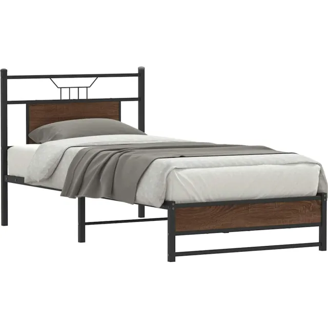 vidaXL Bedframe zonder matras bewerkt hout bruin eikenkleur 75x190 cm