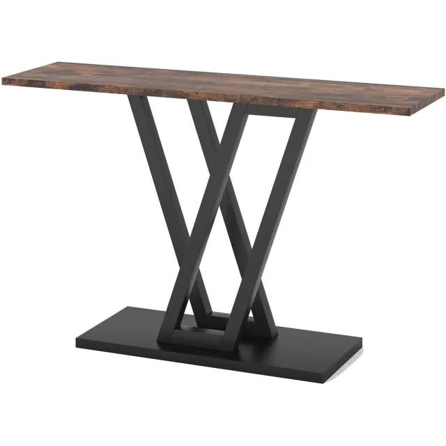 C. , R. E. CORE Consoletafel - V-vormige entreetafel - Haltafel - Gangtafel - Bijzettafel - Industrieel design - 110x30x80cm - Zwart en bruin