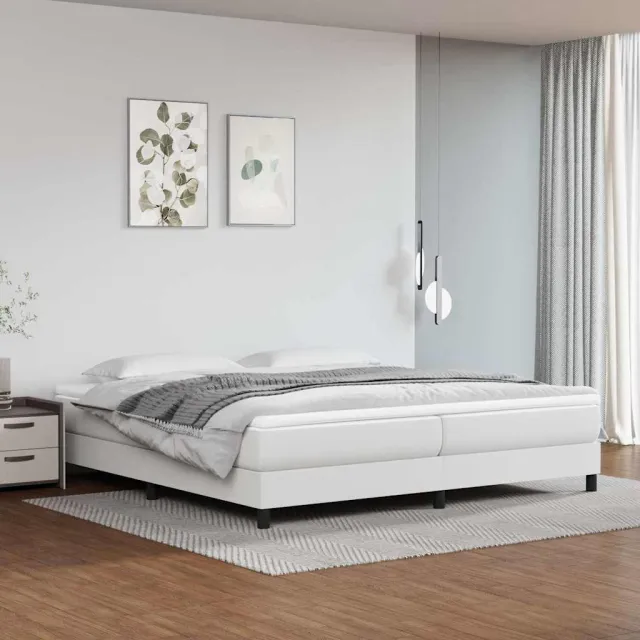 vidaXL Boxspring met matras kunstleer wit 200x200 cm