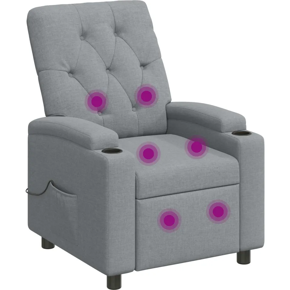 vidaXL Massage-relaxstoel Lichtgrijs 75 x 95 x 101 cm Stof