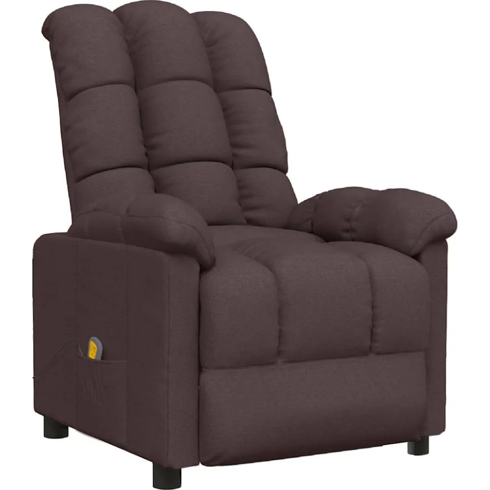 vidaXL Massagestoel stof donkerbruin bruin, foto 3