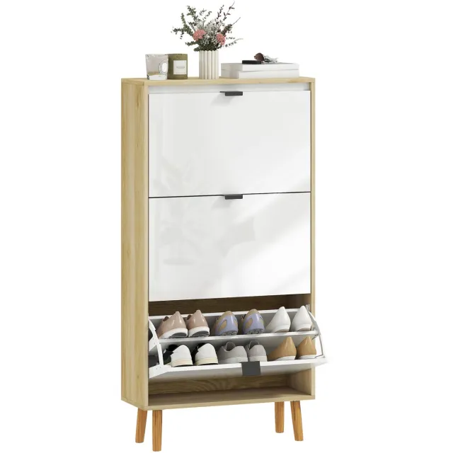 Homcom Klapbare schoenenkast-MDF-60x24x127cm-Wit