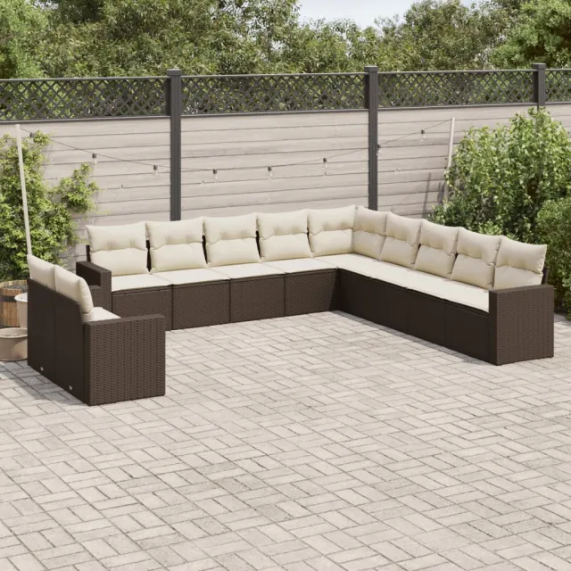 vidaXL 11-delige Loungeset met kussens poly rattan bruin, foto 2