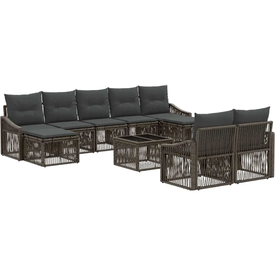 vidaXL Tuinbankenset 10 st Grijs poly rattan, foto 3