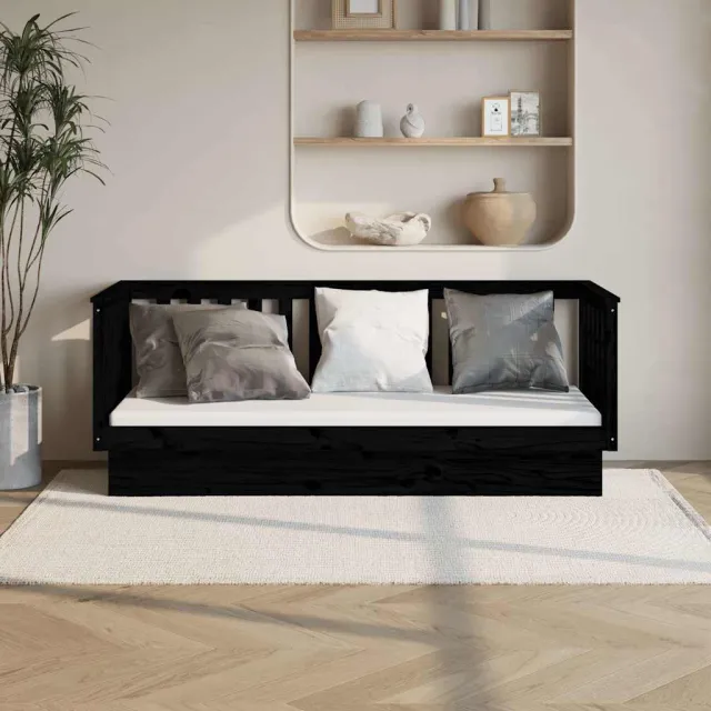 vidaXL Slaapbank 90x190 cm massief grenenhout zwart