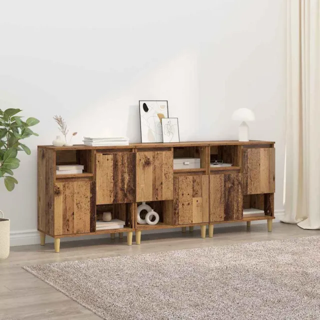 vidaXL Dressoirs 3 st Oud Hout 60 x 35 x 70 cm Bewerkt hout bruin, foto 2