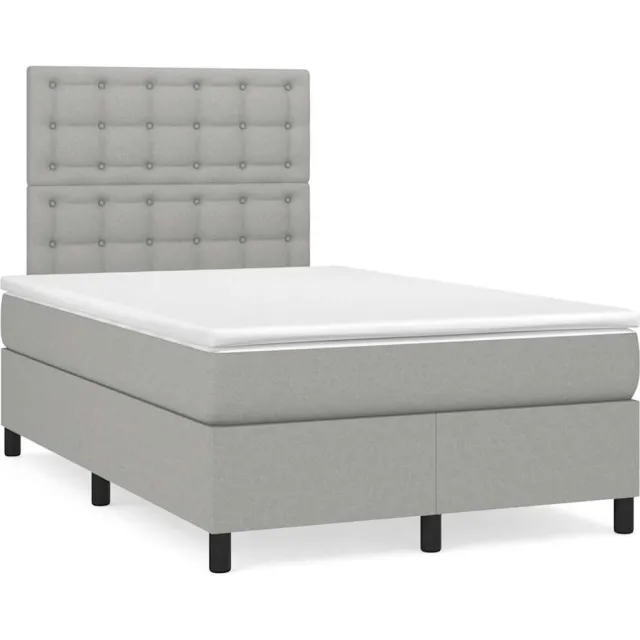 vidaXL Boxspring met matras stof lichtgrijs 120x190 cm grijs
