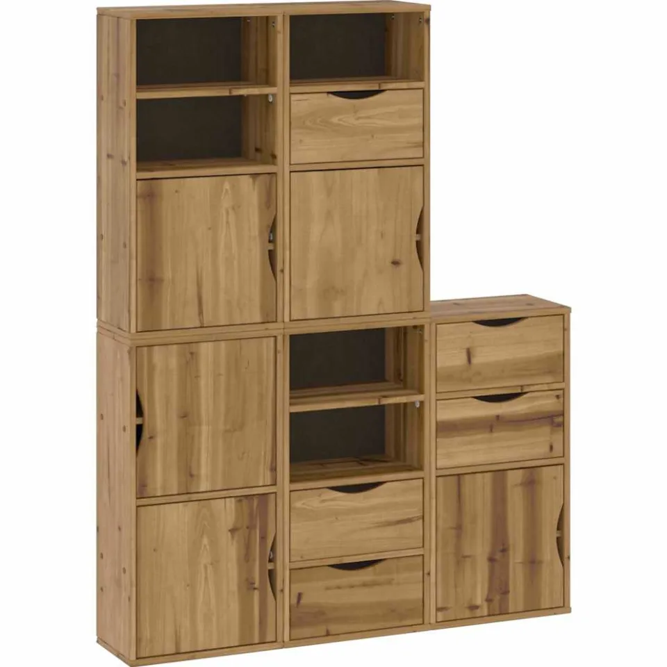 vidaXL Bijzetkasten 5 st "ODDA" 40x24x79 cm massief grenenhout Bruin
