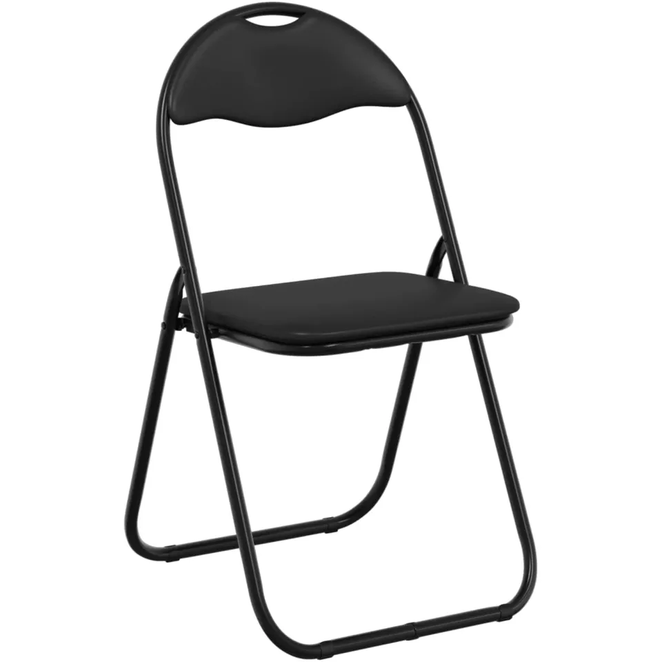 vidaXL Inklapbare stoel 8 st Nep Leer Zwart 48 x 43,5 x 81 cm