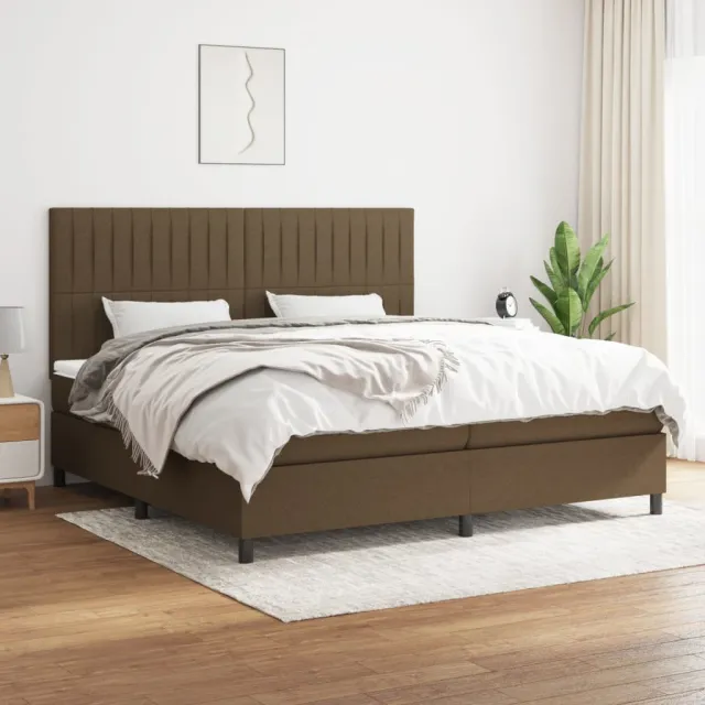 vidaXL Boxspring met matras stof donkerbruin 200x200 cm bruin