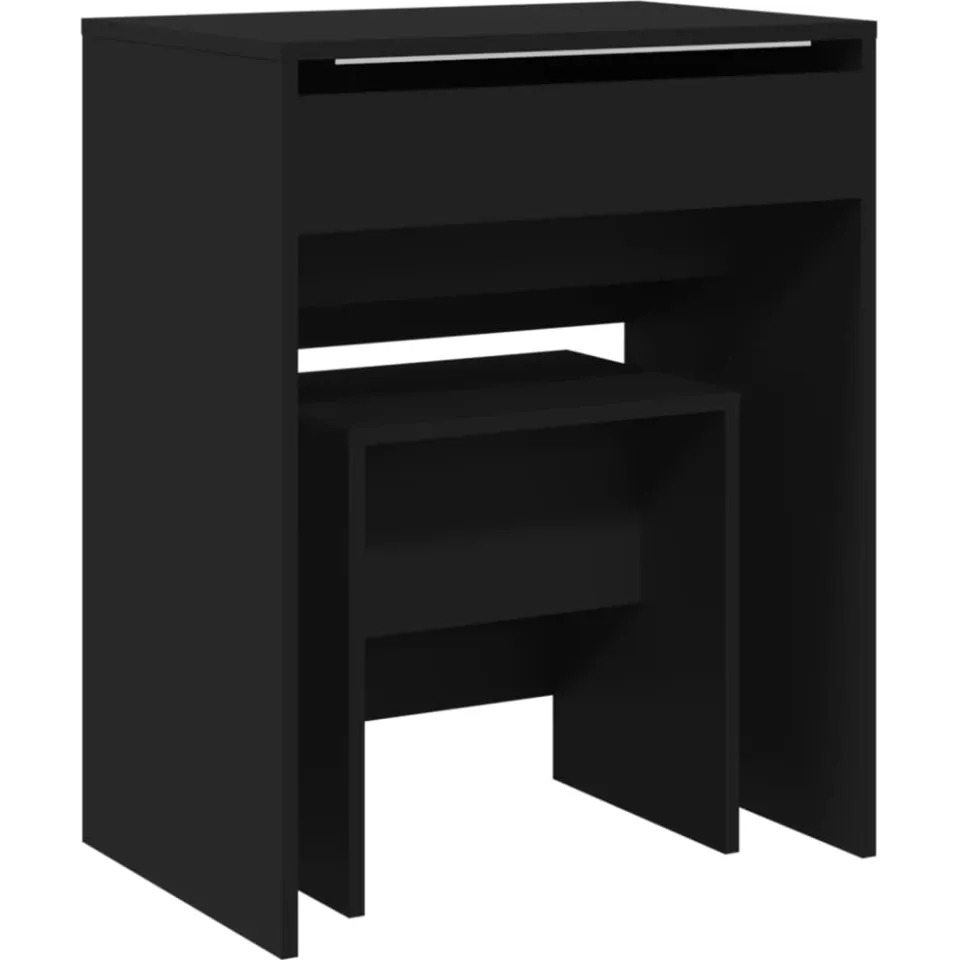 vidaXL Kaptafel met krukje 60x40x113,5 cm zwart, foto 3