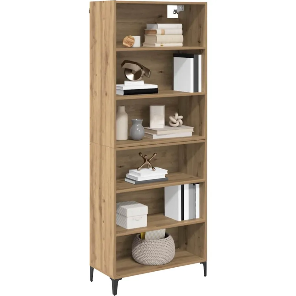 vidaXL Hoge kast Artisan Eiken 69,5 x 34 x 180 cm Bewerkt hout Bruin