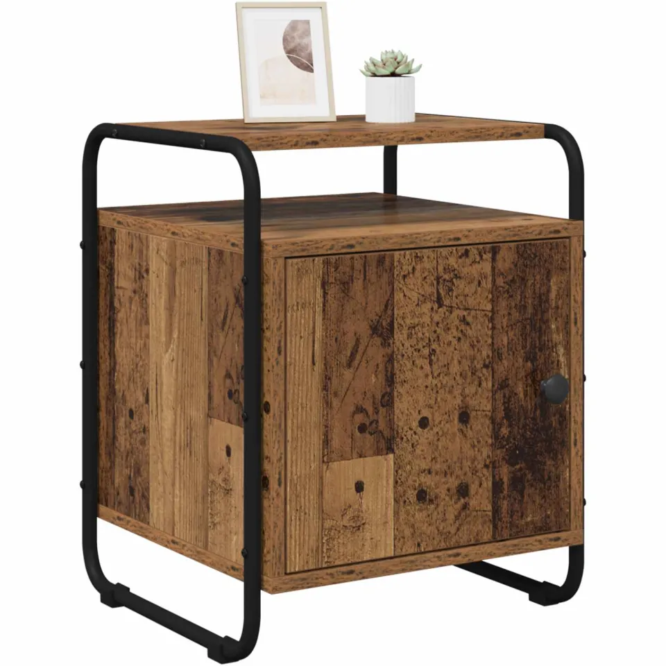 vidaXL Nachtkastje 2 st Oud hout Bewerkt hout Bruin