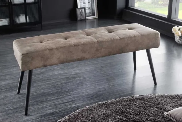 Invicta Interior Design bank BOUTIQUE 100cm taupe microvezel zwarte metalen poten gestoffeerde bank - 44244 Zie omschrijving