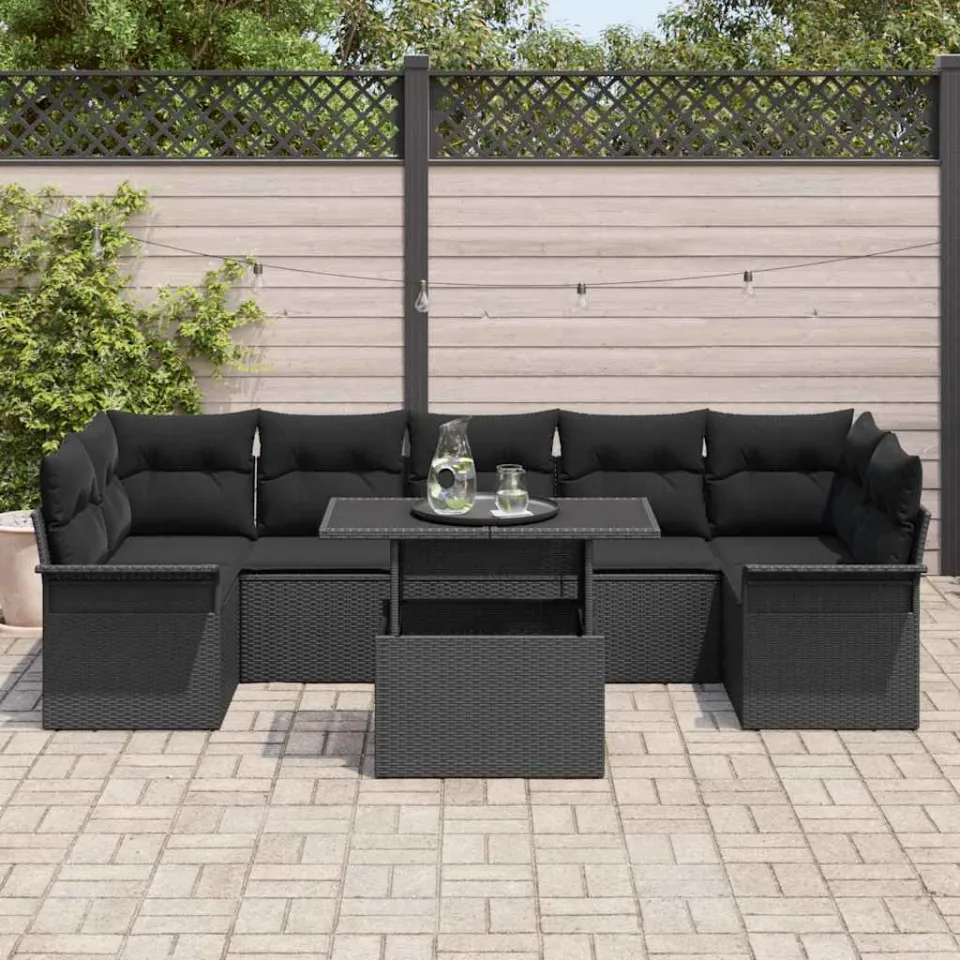 vidaXL Tuin Sofa Set 8 st Zwart poly rattan, foto 3