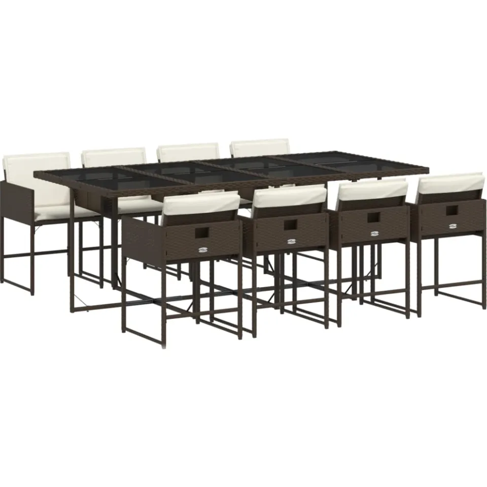 vidaXL 9-delige Tuinset met kussens poly rattan bruin, foto 3