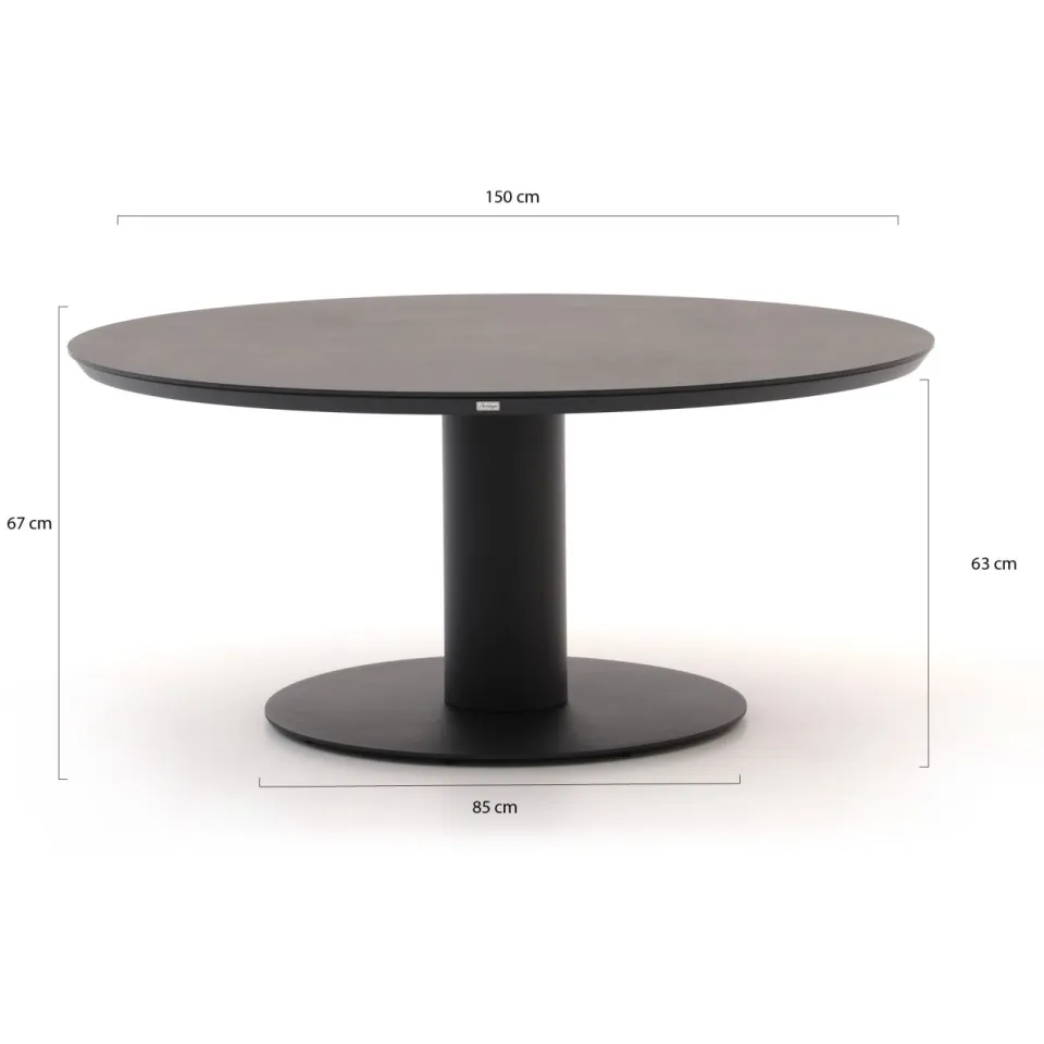 Bellagio tuinmeubelen Bellagio La Fonte low dining tuintafel ø 150cm zwart, foto 2