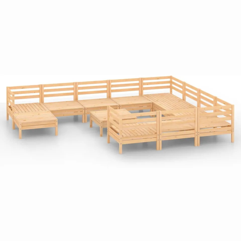 vidaXL 12-delige Loungeset massief grenenhout bruin, foto 3