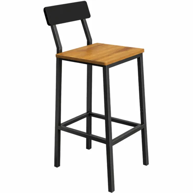 BEGRYF Barkruk - Elzenkleur - Met Rugleuning - Met Voetsteun - 40x29,5x90 cm - Industrieel Design - Houtlook Zitting Bruin/Zwart