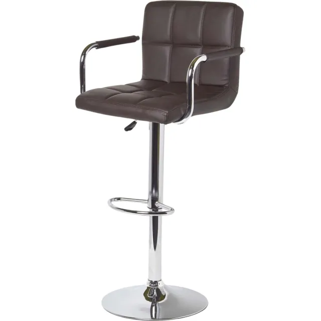 Homescapes Barkruk Bramley - in hoogte verstelbare barkruk draaibaar met rugleuning - 62-82cm - bruin