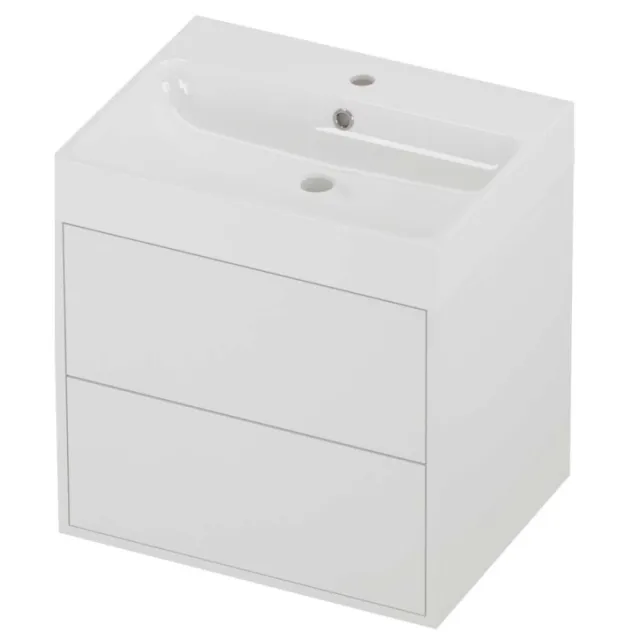 Proline Podium Badmeubelset Polystone Loft 1 Kraangat Voor Grepen 60x46x62 cm Glans Wit Mat White Mat Wit