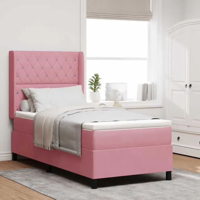 vidaXL Boxspringbed met matras met LED Roze 100 x 200 cm Fluweel