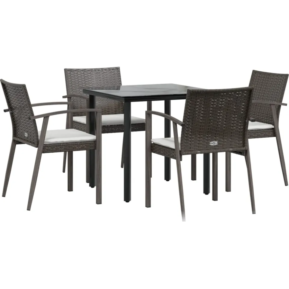 vidaXL 5-delige Tuinset met kussens poly rattan en staal, foto 3