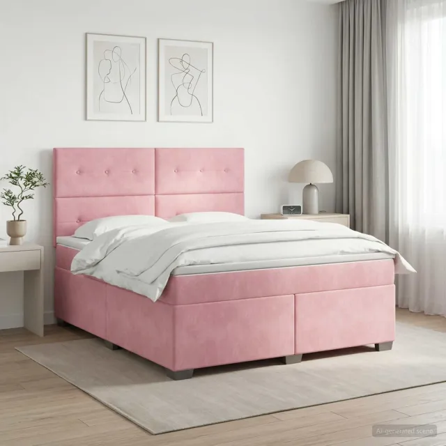 vidaXL Boxspringbed met matras Roze 160 x 200 cm Fluweel