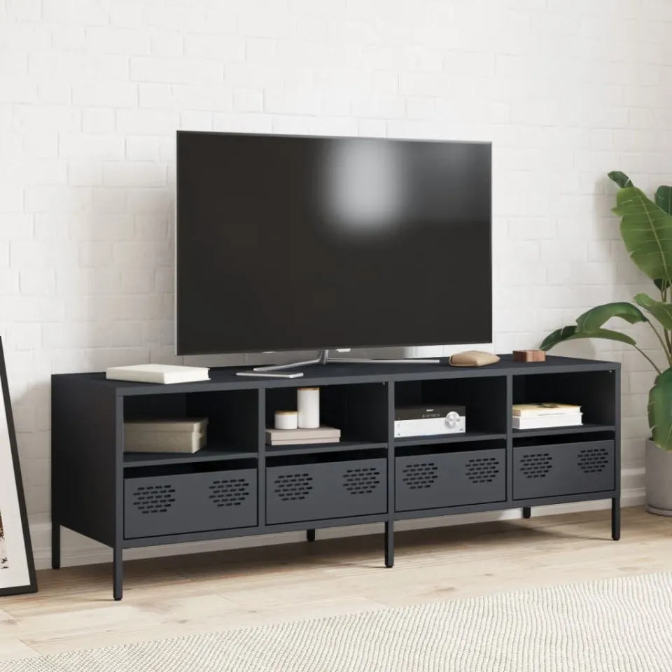 vidaXL Tv-meubel 135x39x43,5 cm koudgewalst staal antracietkleurig, foto 3