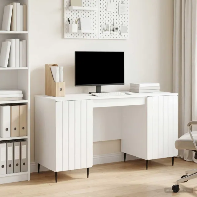 vidaXL Bureau Hoogglans Wit 142,5 x 50 x 75 cm Bewerkt hout