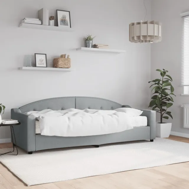 vidaXL Slaapbank met matras 80x200 cm stof lichtgrijs grijs