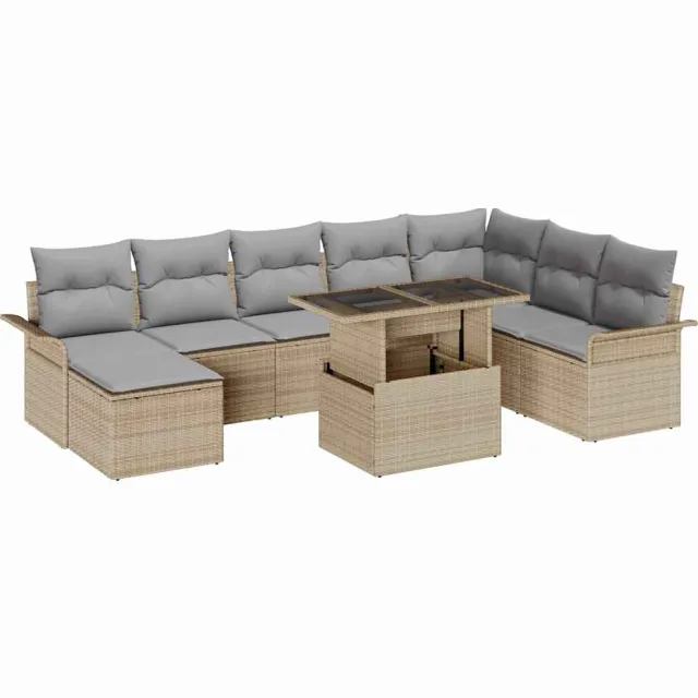 vidaXL Tuin Sofa Set 9 st Beige en Licht Grijs