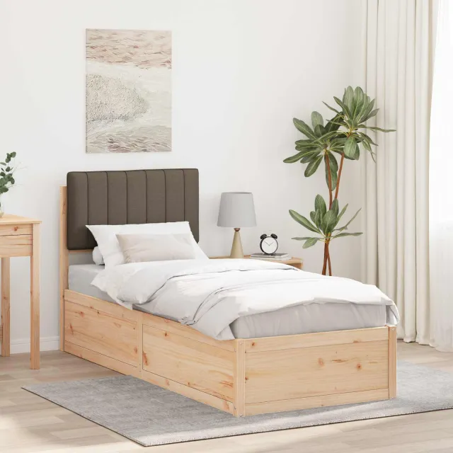 vidaXL Bedframe met Gevoerd Hoofdgedeelte Taupe 80 x 200 cm