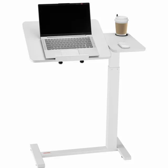 Vevor Overbedtafel, Bijzettafel, Laptoptafel Met Bekerhouder, Nachtkastje Wit