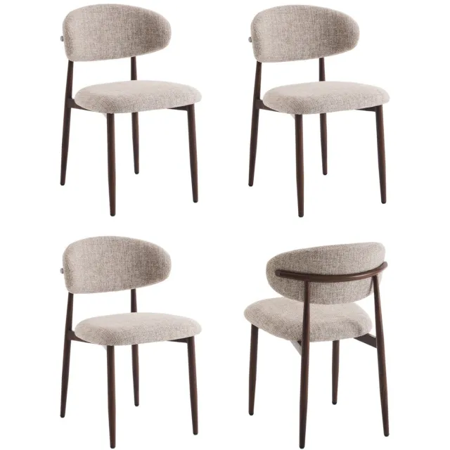 Furnihaus Eetkamerstoelen Set van 4 - Celia - Taupe Walnoot - Santi