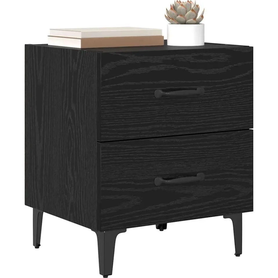 vidaXL Bed kast 2 st Zwart Eiken 40 x 35 x 47,5 cm Bewerkt hout