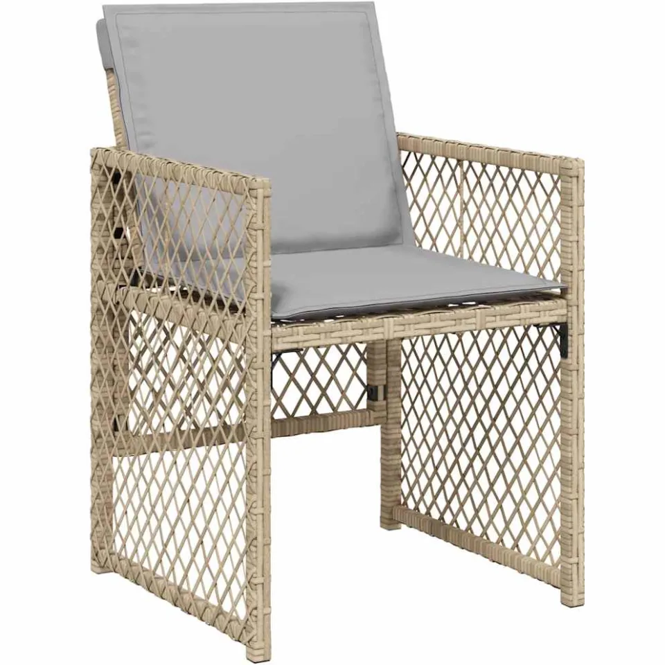 vidaXL 15-delige Tuinset met kussens poly rattan gemengd beige