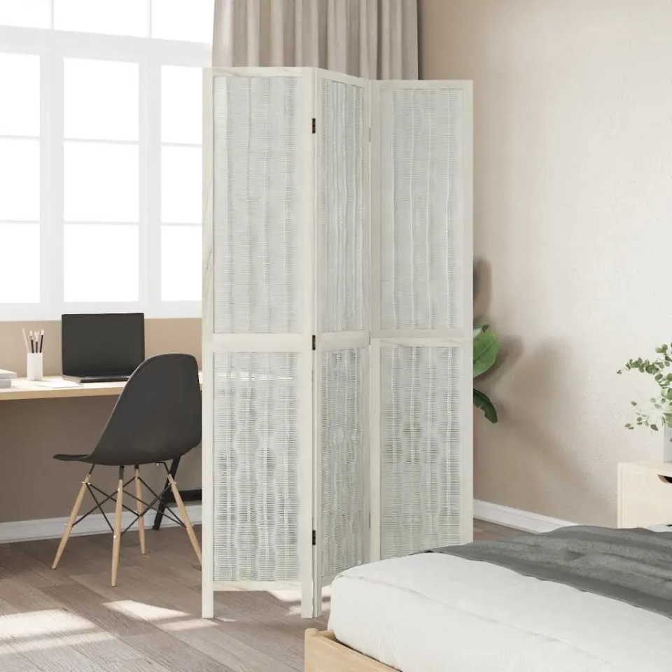 vidaXL Kamerscherm met 3 panelen massief paulowniahout wit, foto 3
